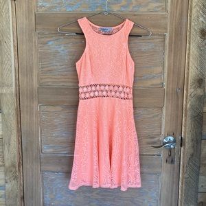 bright neon orange floral lace festival dress